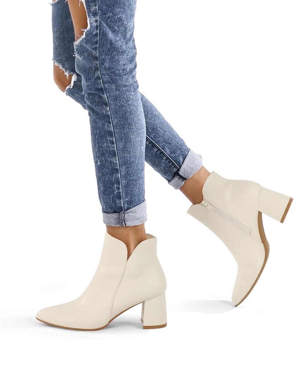Pointed Toe Block Heel Ankle Boots